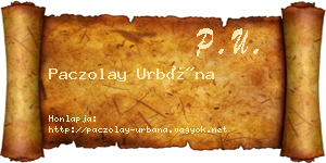 Paczolay Urbána névjegykártya
